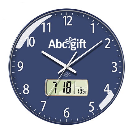 Đồng hồ treo tường – Tròn kim trôi kết hợp kỹ thuật số in logo
