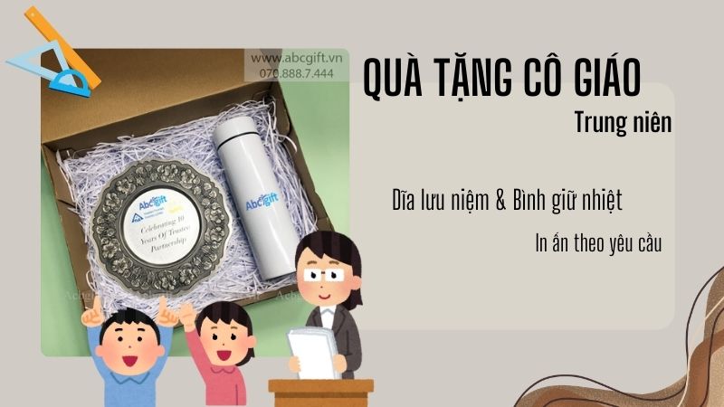 Dĩa lưu niệm và Bình giữ nhiệt - in ấn theo yêu cầu tại Abcgift
