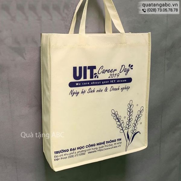 Mẫu túi vải không dệt in logo cao cấp đi kèm cùng hộp quà bánh trà