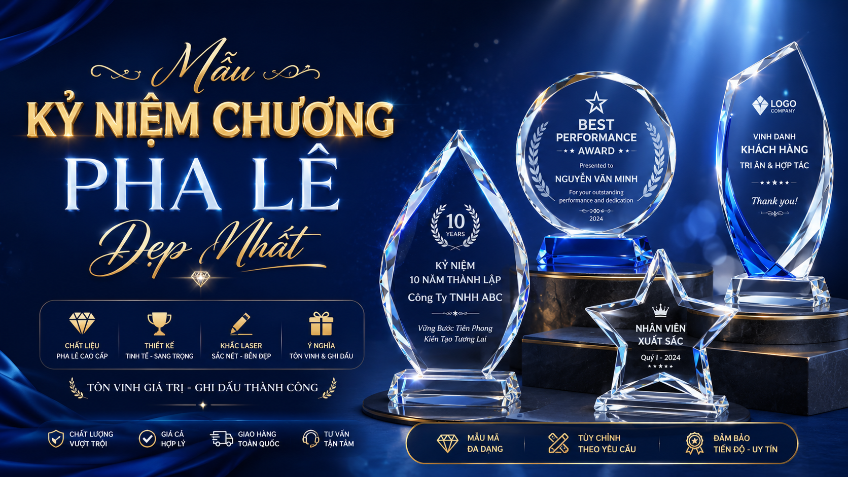 Mẫu Kỷ Niệm Chương Pha Lê Đẹp Nhất